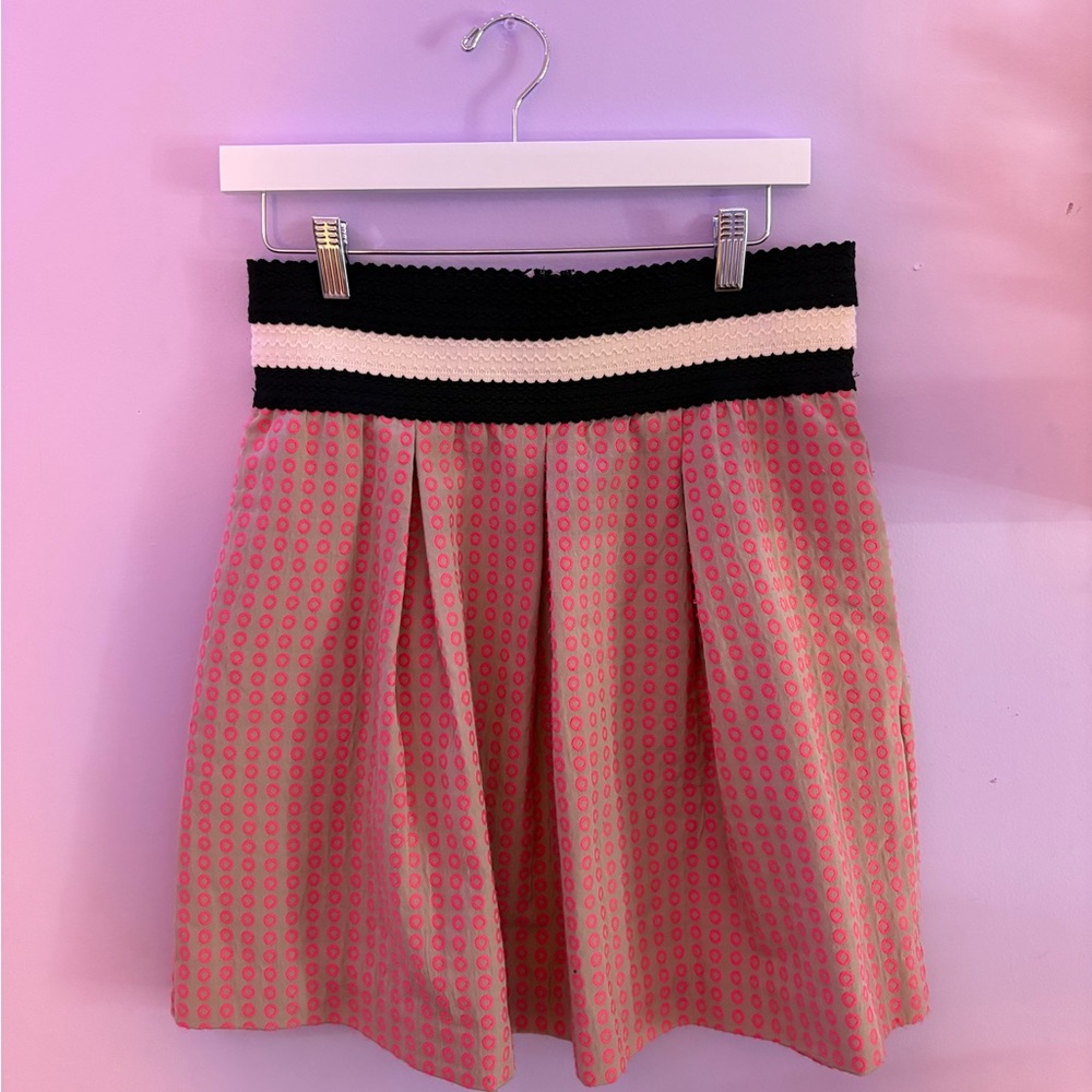 Maeve Pink and Black A-Line Skirt